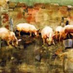 Crawhall, Joseph - Pigs at a trough