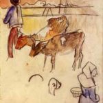 Gauguin, Paul - Bretons and cows (sketch and study)