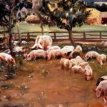Munnings, Alfred James - Pigs At New Market