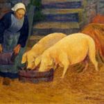 Serusier, Paul - Bretonne donnant à manger aux cochons [Brenton feeding pigs in a manger]