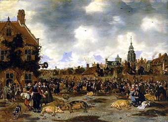 Sybrand van Beest - Pig Market near St Jacob's Church, the Hague
