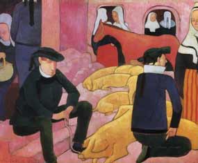 Emile Bernard - Bretons gardant les porcs