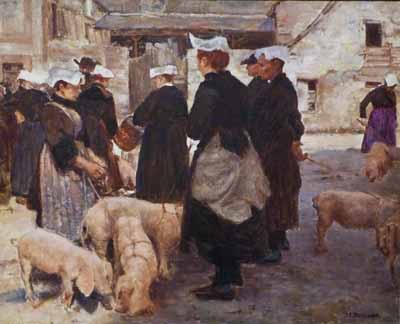 Joseph-Félix Bouchor- Le marché aux cochons d'Auray