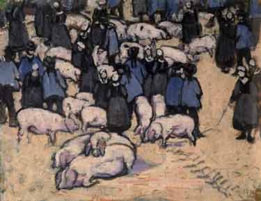 Anne Louise Falkner - Paysans Bretons et les porcs