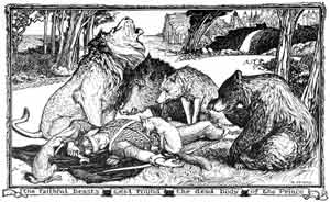 H.J. Ford - The Faithful Beasts Weep Around the Body of the Dead Prince
