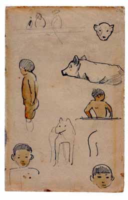 Paul Gauguin - Page from a Tahitian Sketchbook