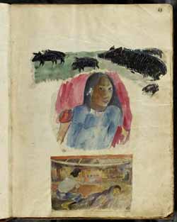 Paul Gauguin - Cochon sauvage, tahitienne, réunion nocturne