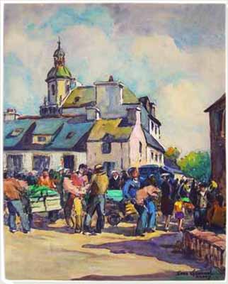 Jean Guennal - A scene from Auray, Brittany