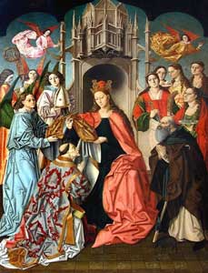 Master of Saint Ildefonse - The Virgin presenting the Chasuble to Saint Ildefonso