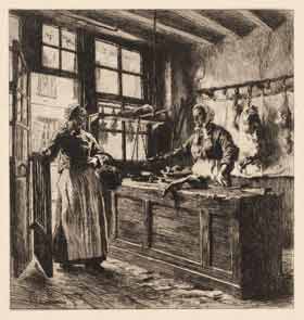 Leon Augustin Lhermitte - Interior of a Butcher Shop