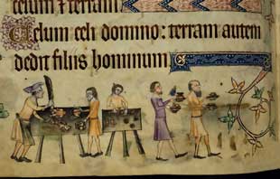 Luttrell Psalter - Carving and serving the meal
