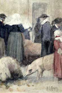 Mortimer Menpes - Marché aux cochons en Bretagne