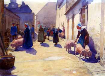 Paul Ruty - Jour de marché aux cochons dans la région de l'Aven
