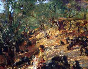 John Singer Sargent - Ilex Wood at Majorca with Blue Pigs