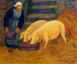 Paul Serusier -Bretonne donnant à manger aux cochons