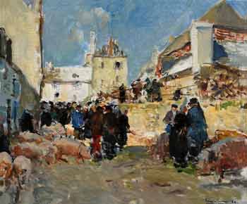 Émile Simon - Scène de marché à Pont-Croix