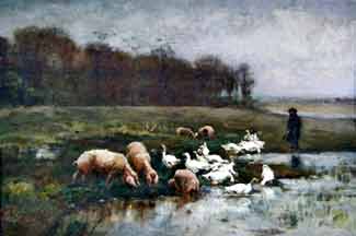 Paul Vayson - Shepherd with pigs and geese