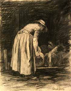 Horatio Walker - Woman Feeding Pigs
