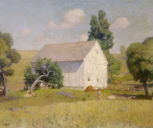 N. C. Wyeth - Chadds Ford landscape with white barn