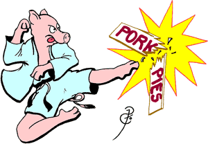 flying drop kick pig